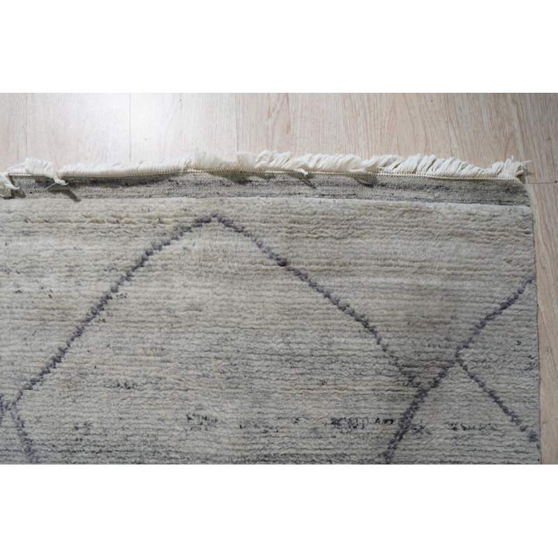 Contemporary Silver Hand Knotted Wool Modern Area Rug, Rectangle 12' x 15'