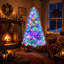 Arbre de Noël artificiel pré-éclairé 6 pi, arbre complet à charnières avec support en métal, 800 branches, 300 lumières DEL, 11 modes d'éclairage, arbre de décoration des Fêtes pour l'intérieur et l'extérieur-1810783474