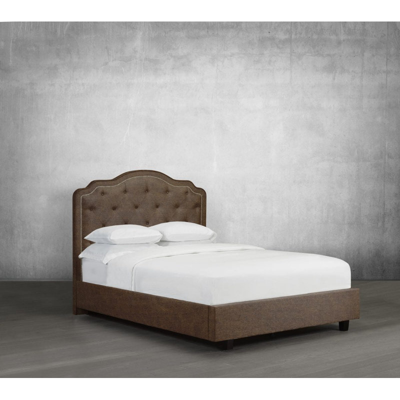 Lit plateforme en tissu d’ameublement Stoltz, Double, Velours - Argenté