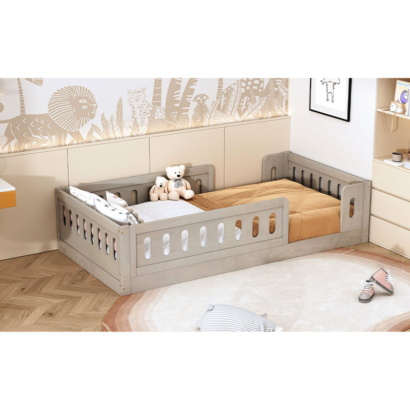Lit plateforme naturel avec garde-corps naturel, Natural