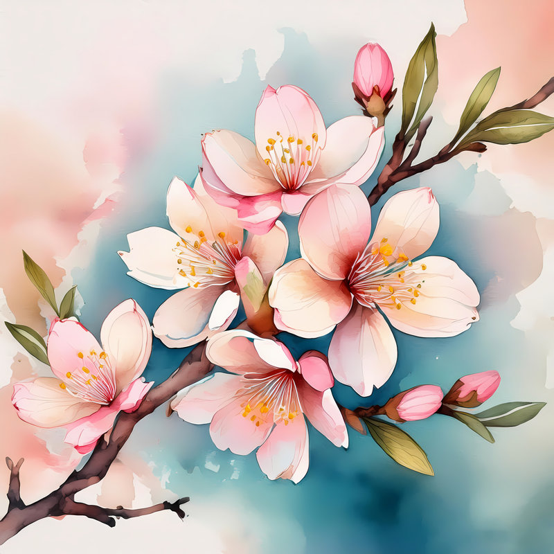 Fleurs de printemps I, H 24 po x l 24 po