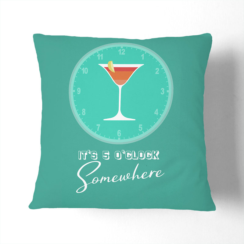 Its 5 Oclock Somewhere Scatter Cushion, Black, 40cm H x 40cm W x 15cm D