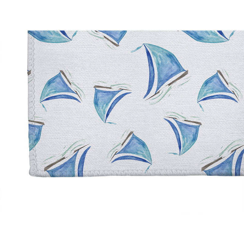 Tapis de cuisine antidérapant Summer, Blanc, Rectangle 5 pi x 7 pi