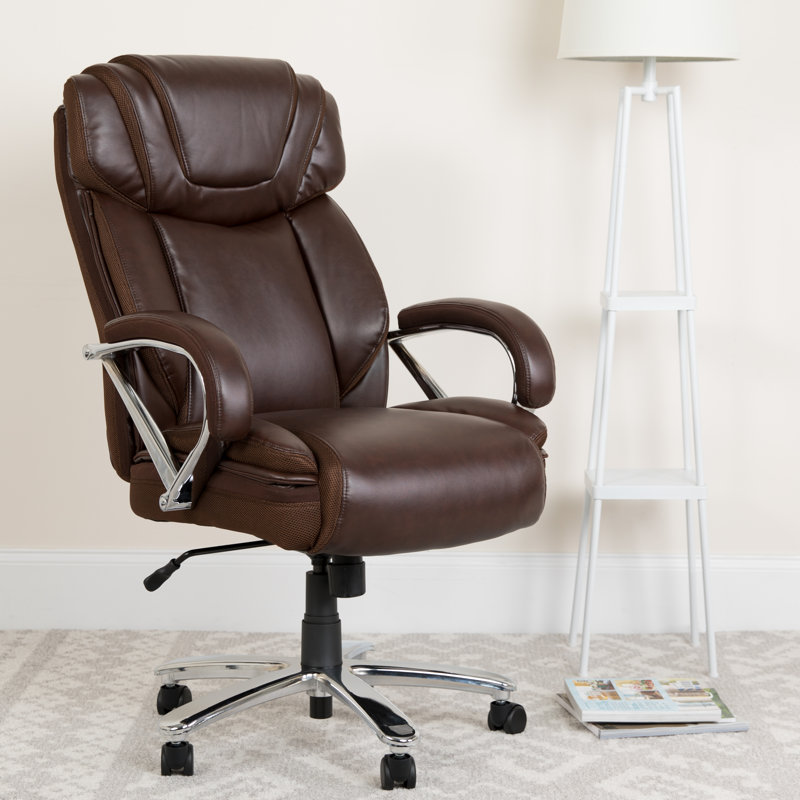 Big & Tall Leather Executive Swivel Ergonomic Office Chair with Extra Wide Seat, Brown