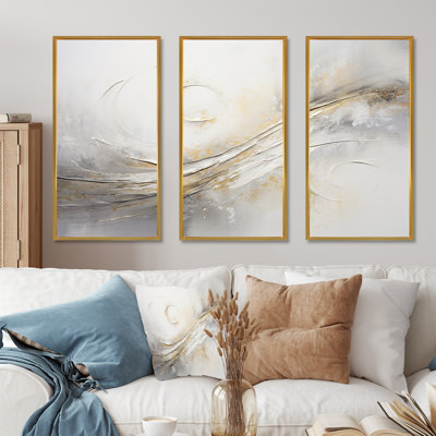 Abstract Music Note Silver Grace - Music Wall Art Living Room Set