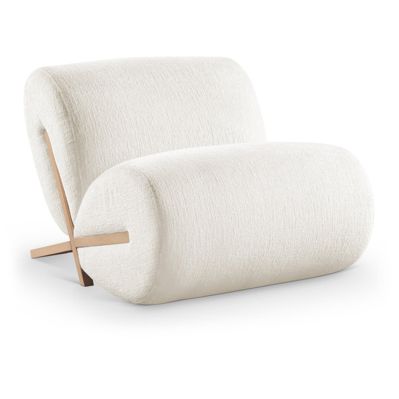Akira Fabric Accent Chair, Cream Polyester Fabric, Natural