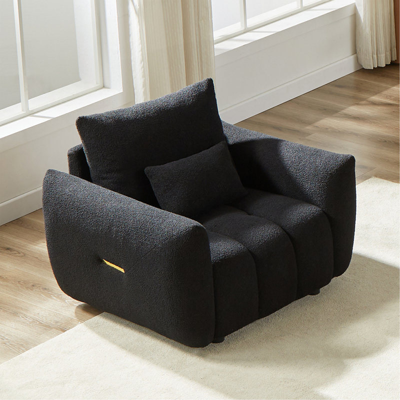 Canapé en peluche MH36,8 po, méridienne moderne pour appartement, bureau, salon et chambre à coucher, Noir