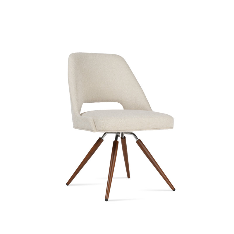 Chaise d'appoint pivotante carotte Marash, Gris clair, Noyer