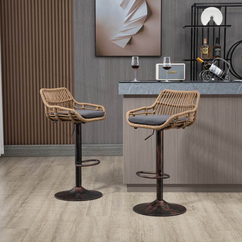 Swivel Upholstered Adjustable Height Counter Stool, Grey