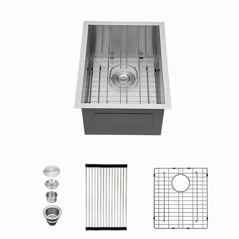 Évier de cuisine encastré 15 po - évier de cuisine encastrable 15 po x 20 po x 9 po en acier inoxydable de calibre 16
