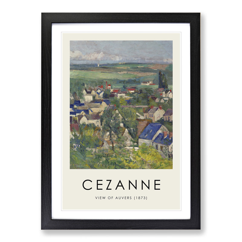 View of Auvers by Paul Cezanne - Picture Frame Art Prints, Black, 48cm H x 36cm W x 2cm D