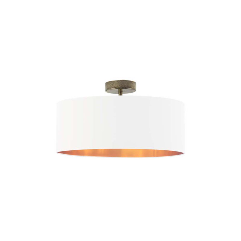 Sunburg Fabric Semi Flush Mount, White, 30cm H x 40cm W x 40cm D, Gold