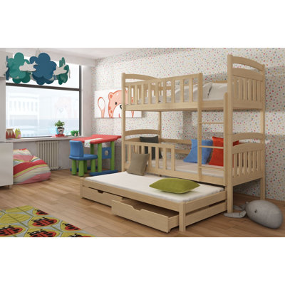 Angelos 90 X 190cm Bunk Bed with Storage Included with Trundle Included