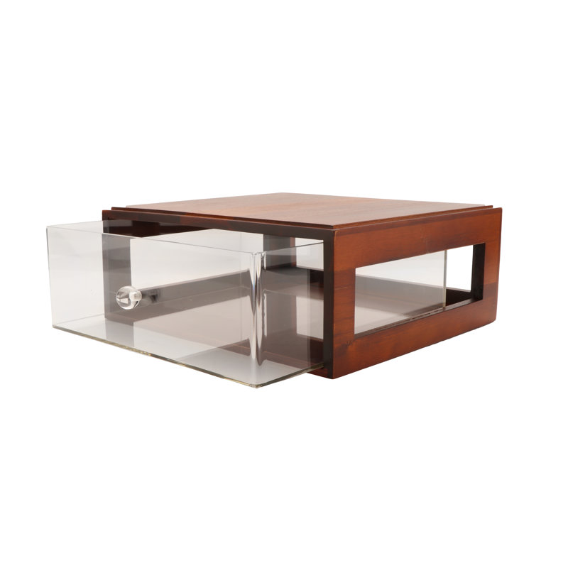 Boîte à pain empilable en bois avec tiroir GET, 14,75 po x 12,75 po, Marron foncé