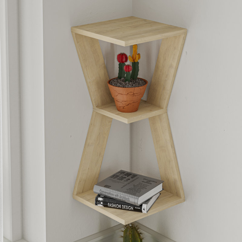 Karlov 3 Piece Corner Floating Shelf, Oak