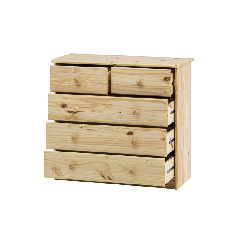 Artush Solid Wood 81cm W 5 - Drawer Chest of Drawers
