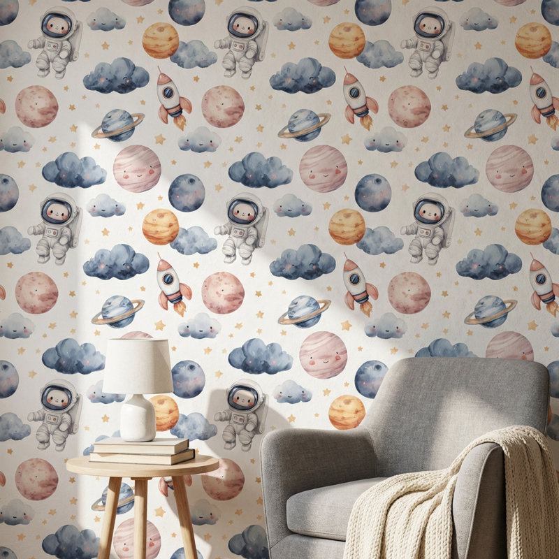 Astronaute, papier peint mural planètes fantaisistes, Peler et coller