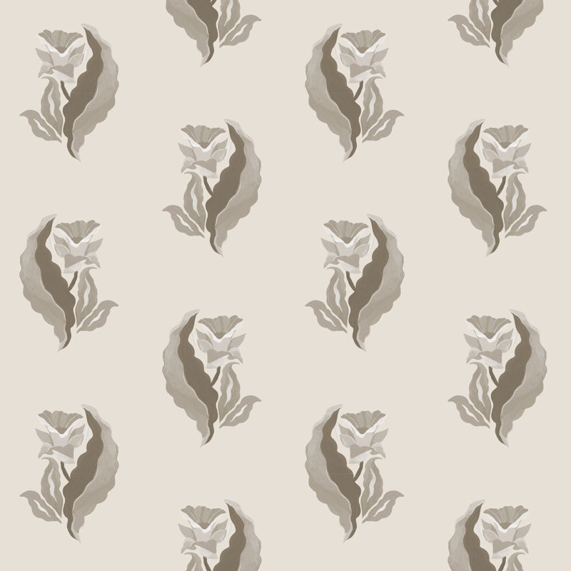 Morning Glory - Golden Botanical Wallpaper, Ink, Faux Grasscloth