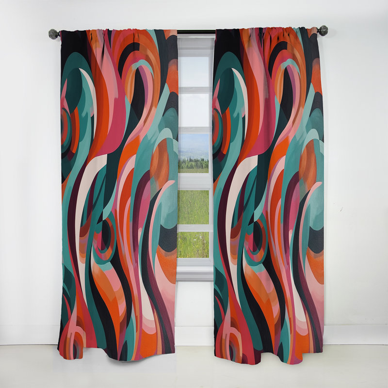 Abstrait Forms In Balance I - Rideau Mid-Century - Rideau abstrait occultant - 1 panneau, L 52 po x L 120 po