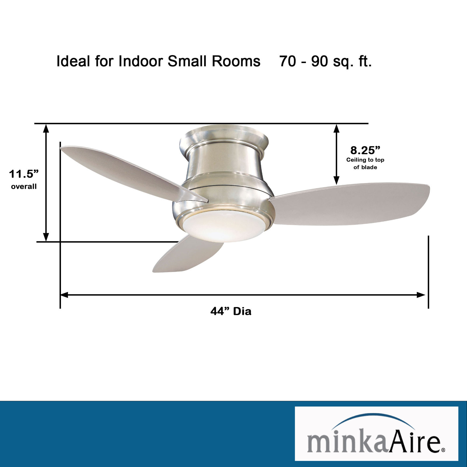 Concept II 44" Ceiling Fan with Light Kit, Brushed Nickel with Silver Blades, LED