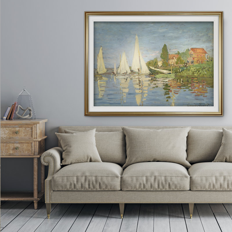 Chapelton at Argenteuil Claude Monet, reproduction de peinture à l'huile sur toile tendue encadrée, Gold Framed