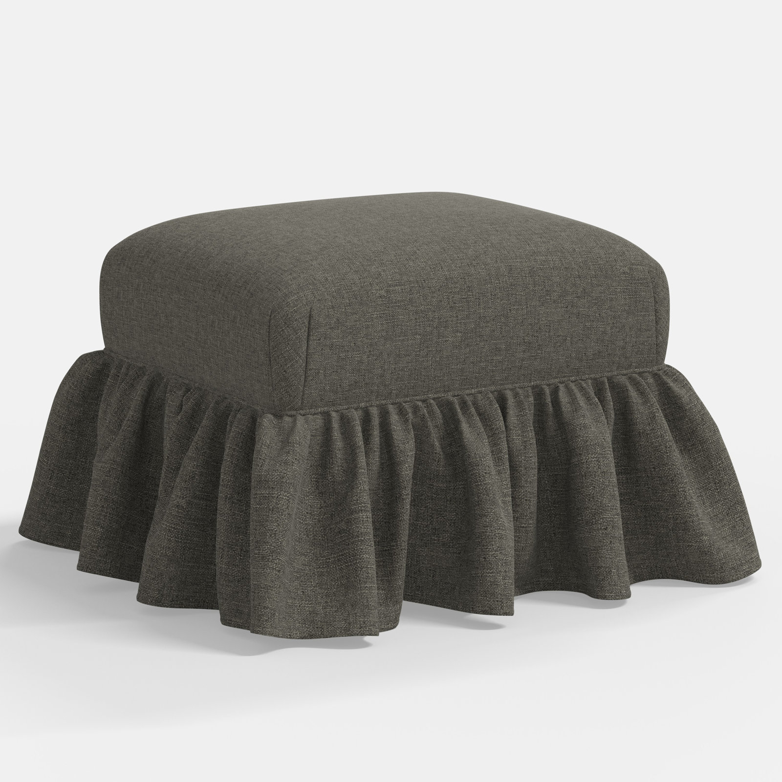 Stoffer Home x Cloth & Company June Ottoman , Zuma Charcoal Textured Linen