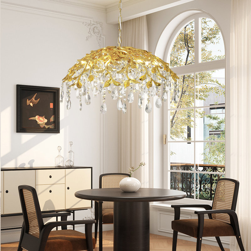 Plafonnier semi-circulaire en forme de dôme en forme de feuille d'or 26 po avec chaîne ajustable 26 po