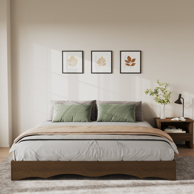 Base de lit plateforme en bois à design ondulé Minimalist