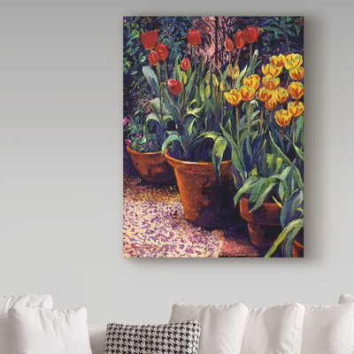 Fellman 'Spring Tulip Pots' Acrylic Painting Print on Wrapped Canvas