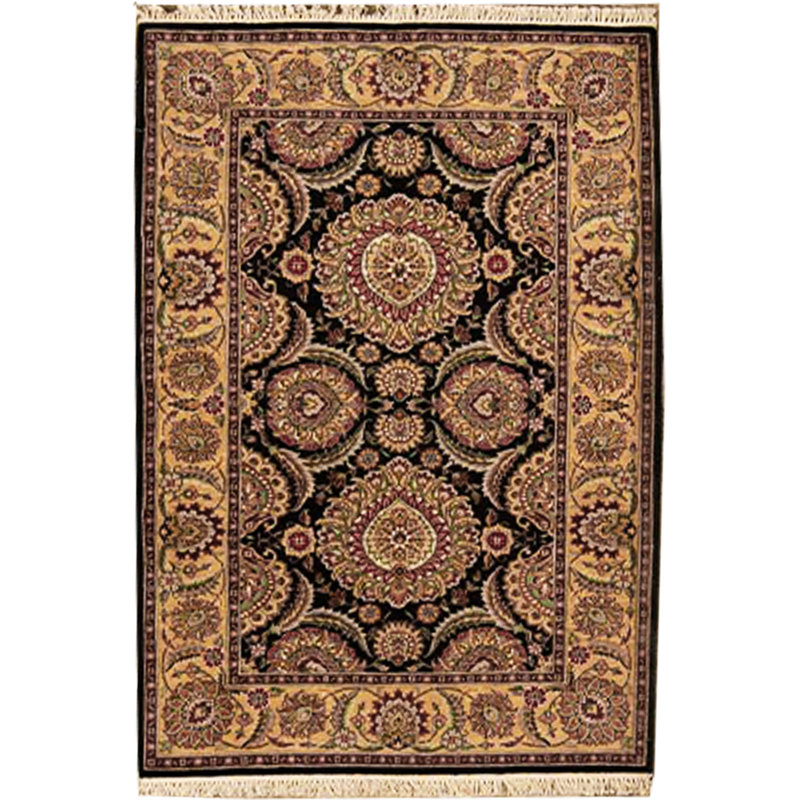 Tapis oriental brun / noir / beige en laine noué à la main Manchuria