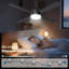 Ventilateur de plafond 52 po intérieur / extérieur moderne noir 52 po avec DEL 3 couleurs à intensité variable, télécommande, moteur à courant continu réversible, 6 vitesses