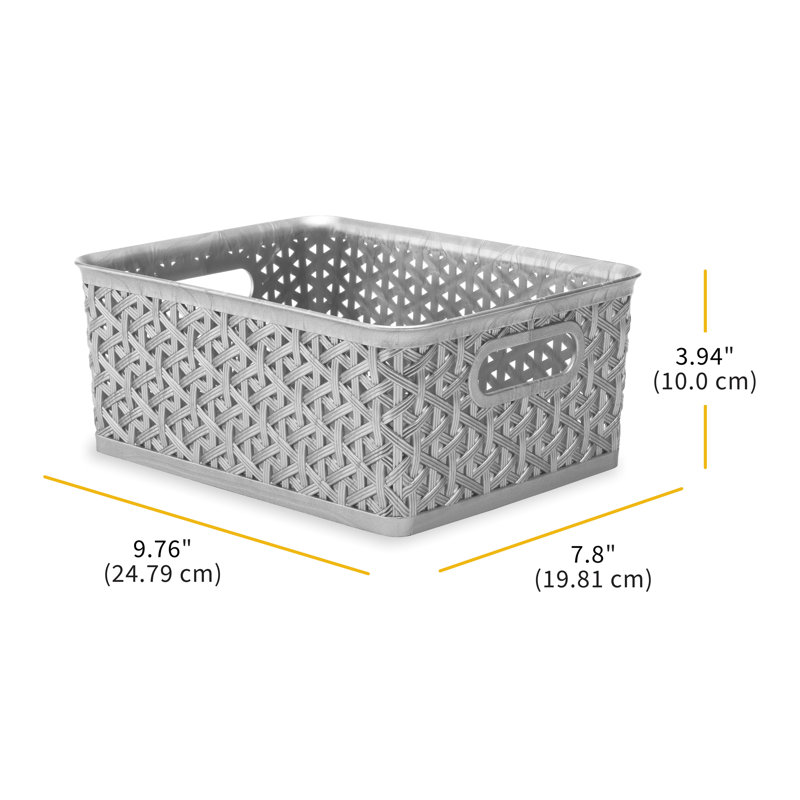 Small Silver Rectangular Resin Storage Basket