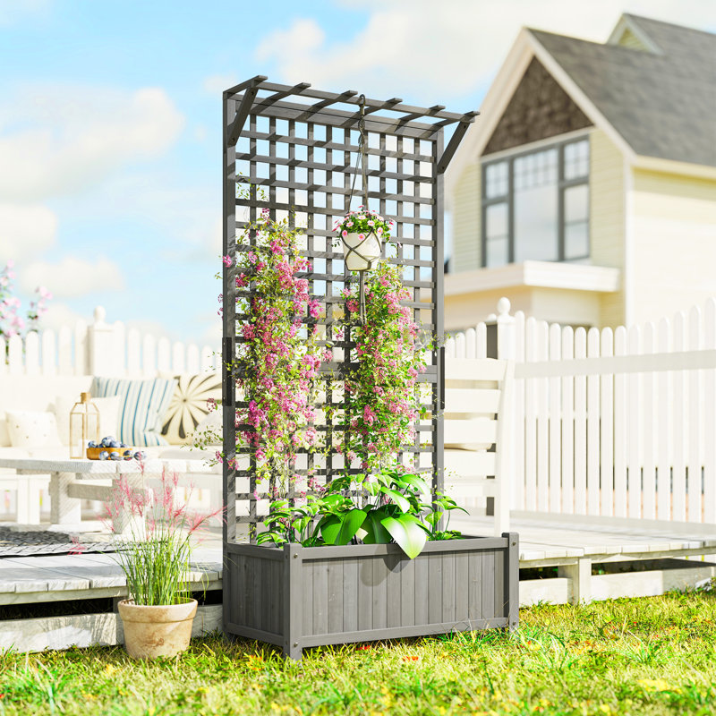 Wood Raised Garden Bed, Grey