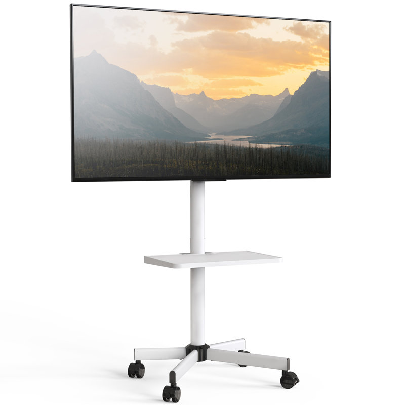 Meuble télé mobile avec roulettes Abbing, Blanc