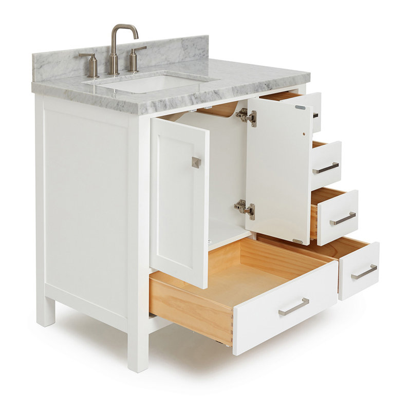 Ensemble de meuble-lavabo simple 37 "avec miroir Amariani, Blanc