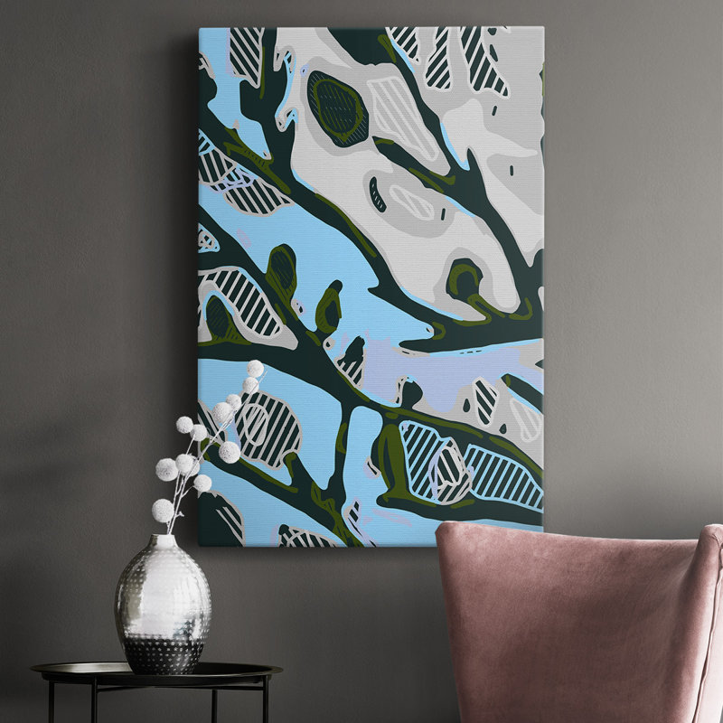 Abstrait arbre membres I - peinture sur toile tendue, H 18 po x l 12 po x P 1 po