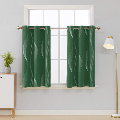Spurgh Sliver Wave Foil Print Blackout Thermal Grommet Curtain Panels (Set of 2)
