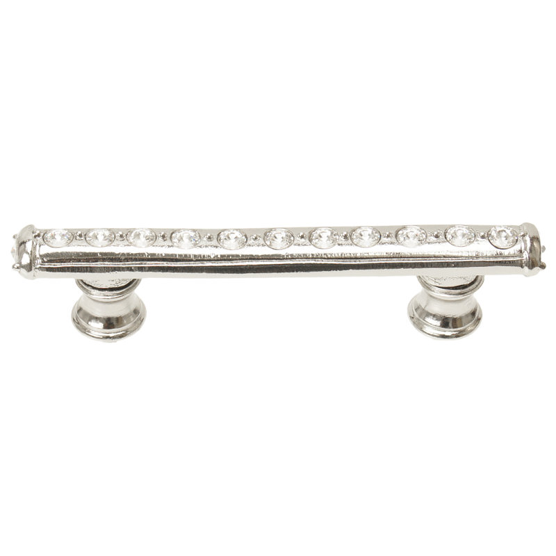 Caché 4 inches c.c. pull with flared feet with center of Swarovski Clear Crystals in Chalice, 3", Chrome