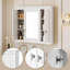Armoire à pharmacie murale avec portes miroir, 5 tablettes réglables, armoire de rangement blanche au-dessus de la toilette