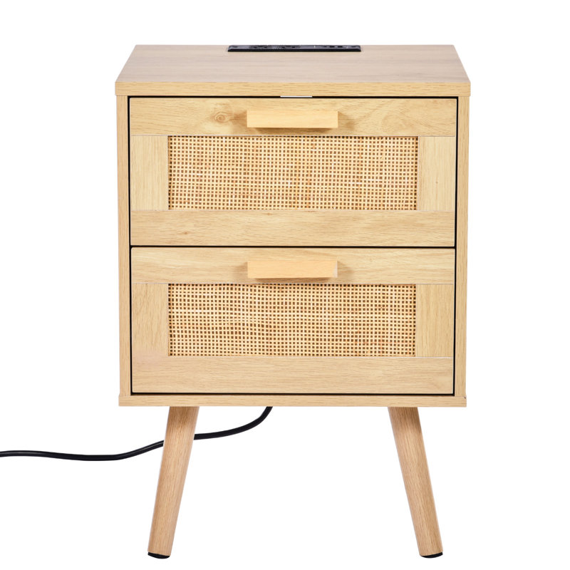 Rattan Nightstand End Table, Side Table
