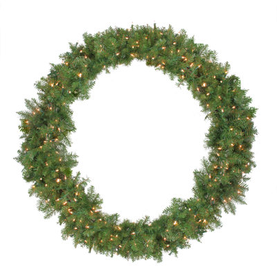 Pre-Lit Rockwood Pine Artificial Christmas Wreath  48-Inch  Clear Lights
