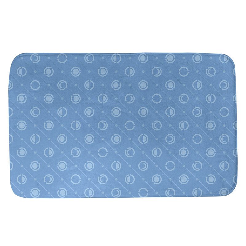 Tapis de bain géométrique antidérapant en microfibre Moon phases, l 21 po x L 34 po, sarcelle