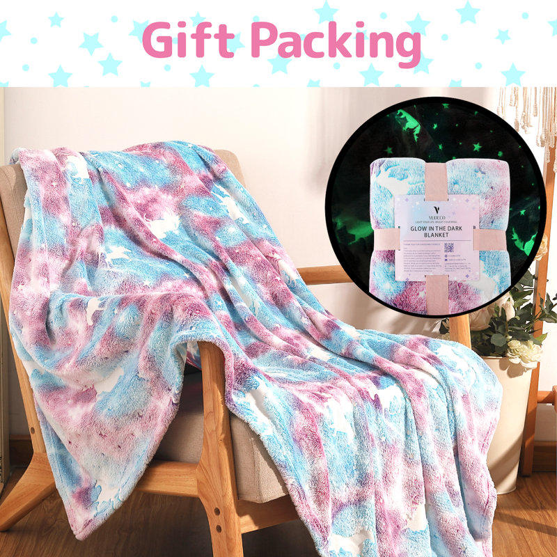 Glow in the Dark Unicorn Microfiber Kids Blanket