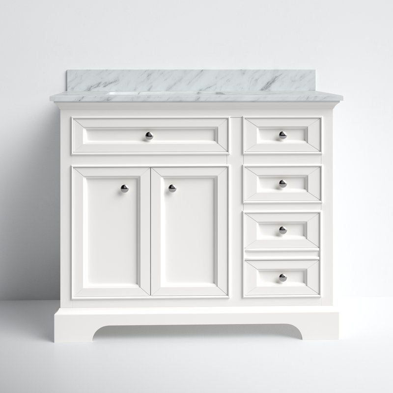Amiri 37'' Single Bathroom Vanity with Marble Top, White