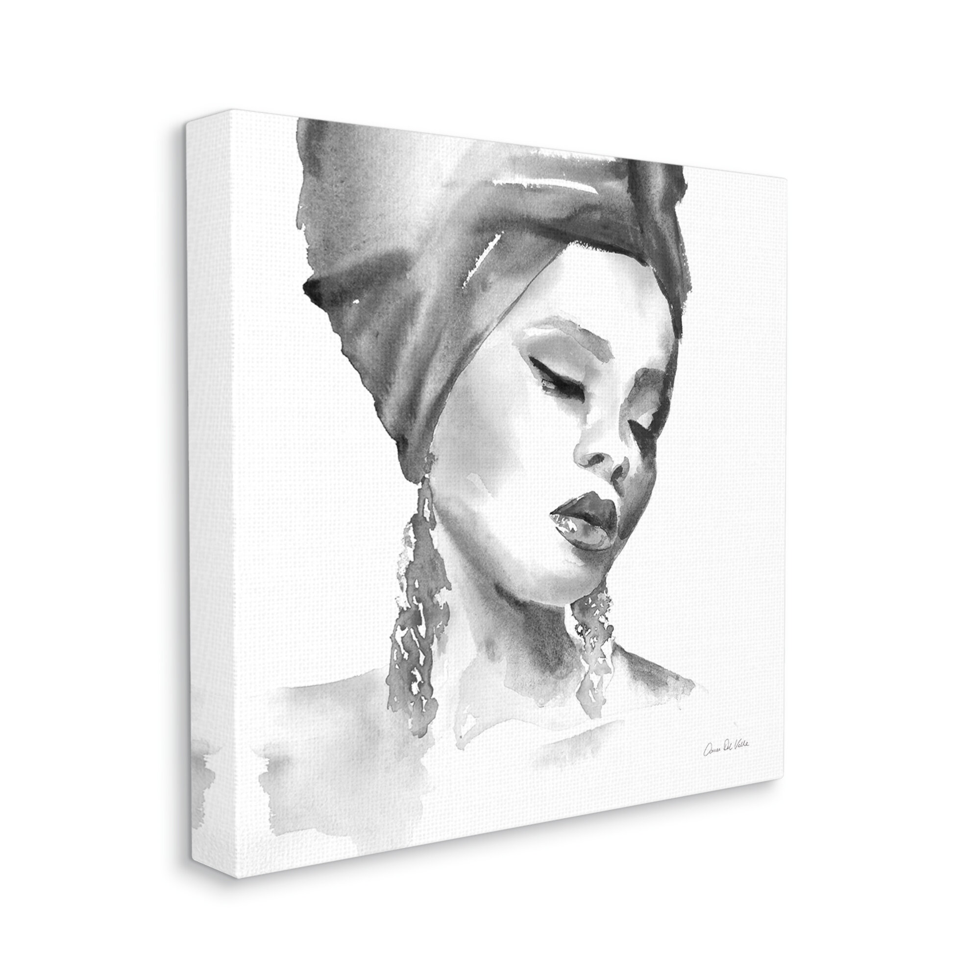 Stupell Tupac Modern Portrait Abstract Pattern Black White Canvas Wall Art - 30 x 40