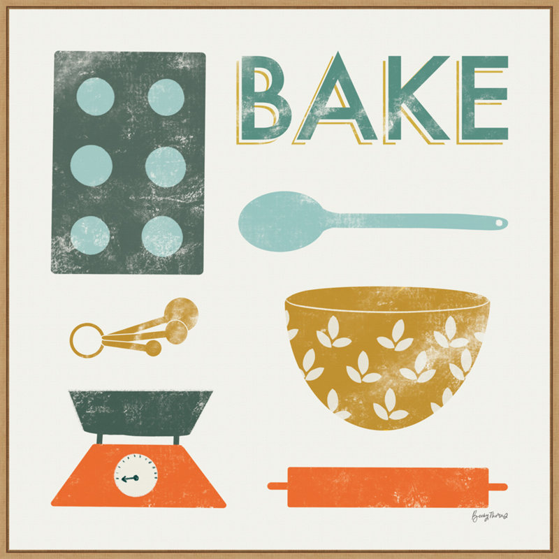 Retro Kitchen II Vintage Teal and Orange Canvas Print