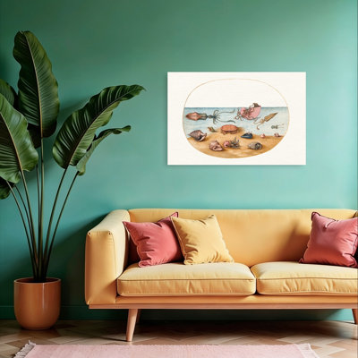 Marine Life Collection Vintage Contemporary Crab Nature Ocean Wall Art Print 1 Piece Wrapped Canvas Wall Art