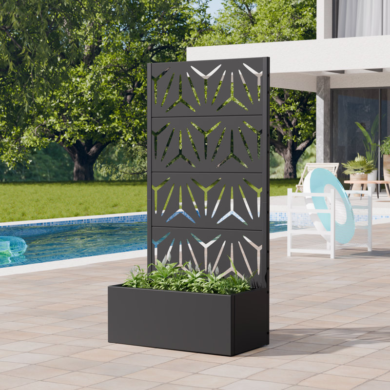 Iona 59 in. H x 30 in. W Planter Box with Trellis, Black