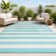 Claren Two-Tone Wide Stripe Aqua/Cream Indoor/Outdoor Rug