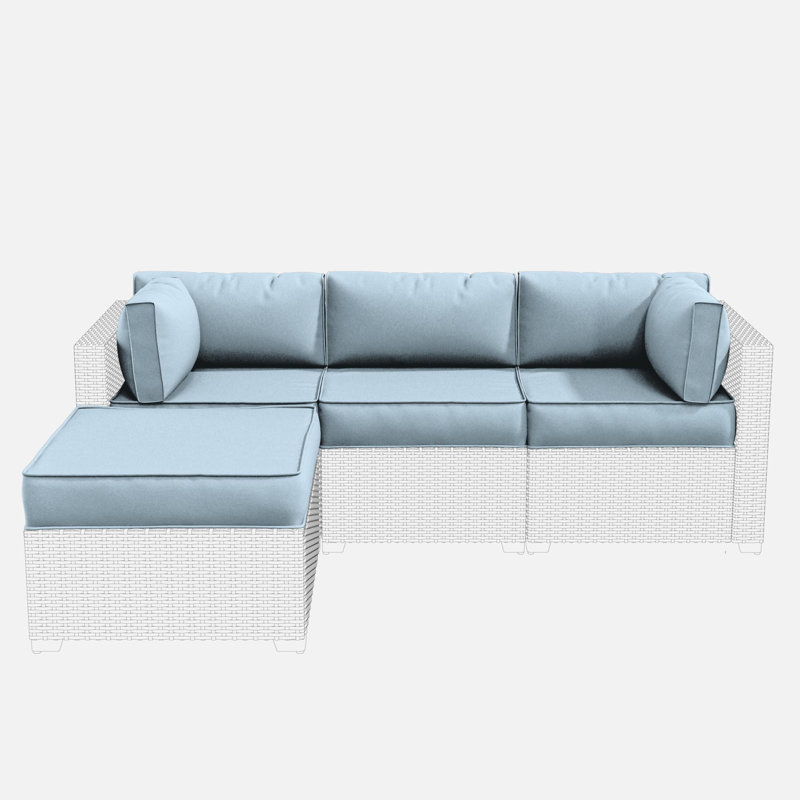 9-Piece Outdoor Replacement Cushion Set Seat/Back Cushion (Set Of 3 Seats , 5 Backs,  1 Footrest), Sky Blue